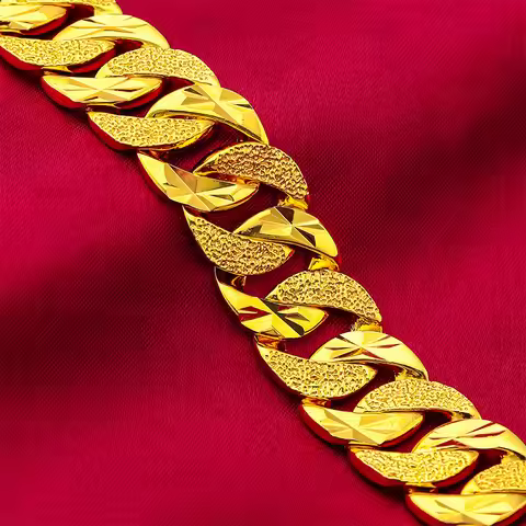 24K Gold 15mm Wide Cuff Bracelet Men AU999 - 24K forged/AU999 certified, 15mm wide, sleek and bold f