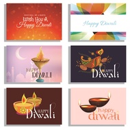 【12pcs/set】2023 Diwali Greeting Card Gift Cards for Deepavali Folding Postcard  Holiday Festival Blessing Cards