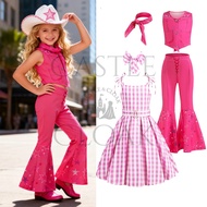Costume Dress Girl Fashion Doll Pink Gingham Dress Cowgirl Girls Cosplay Halloween Premium