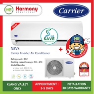 (READY STOCK ) CARRIER 1.0hp/1.5hp /2.0hp/ 2.5hp Non Inverter / Inverter Wall Mount Air Conditioner R32 Built In Wifi Air Cond