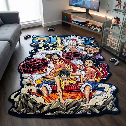 Irregular One Piece Carpet Luffy All Forms Gear 5 Gear 4 Anime Floor Mat Fluffy Non-slip Rug Gaming 