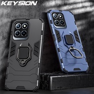 KEYSION Shockproof Armor Case for HONOR X8 5G X6 4G Silicone+PC Metal Ring Stand Phone Back Cover for Huawei Honor X6 X8 5G
