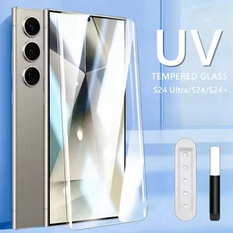 UV Tempered Glass for Samsung Galaxy Full Glue Screen Protector HD Protective Glass S24 23 22 21 20 