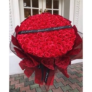 99 colorful wax rose bouquet