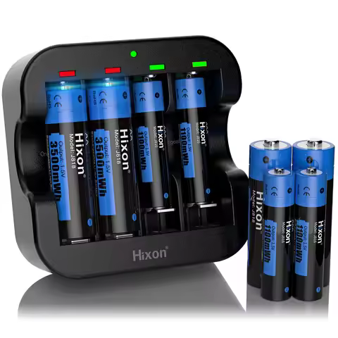 Hixon1.5V 3500mWh/1100mWh AA & AAA Li-ion Rechargeable Battery 4 Slot Charger, Electronic Toys, Remo