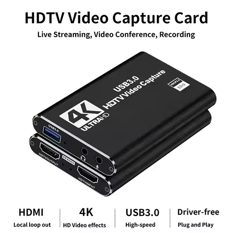 4K HDMI Video Capture Card 1080P 60FPS Video Recorder for Gaming Live Streaming Video Conference Wor