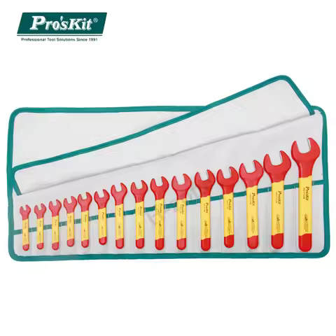 15 PCS VDE 1000V Insulated Single Open End Wrench Set Pro'sKit PK-2811M 6.7.8.9.10.11.12.13.14.15.16