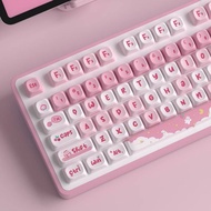【Keycap Only】คีย์บอร์ดกระต่ายน่ารักสีชมพู138คีย์ MOT Profile PBT ห้าด้านการระเหิดของขบเคี้ยวหมวกกุญแ