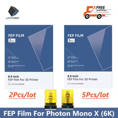 ANYCUBIC 3d Printer Parts 2Pcs/5Pcs a set FEP Film Thickness 0.15mm For Photon Mono X / Mono X 6K / 