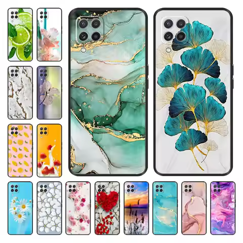 For Samsung Galaxy A12 M12 F12 Case 2021 Flower Painted Silicone Protect Cover For SamsungA12 A 12 M