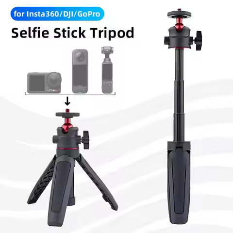 Handheld Tripod Selfie Stick for Insta360 X4/X3/DJI osmo Pocket 3/Action 5 Adjustable Selfie Stick W