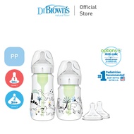 Dr. Brown's Anti-Colic Options+ PP Wide Neck Sampler Kit, Jungle+Dino, 2 Bottles, (1x5oz/150ml lvl 1