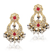 Moonstruck Golden/Gold Kundan and Pearl Chandbali Dangle Earrings for Women Ethnic Indian Style