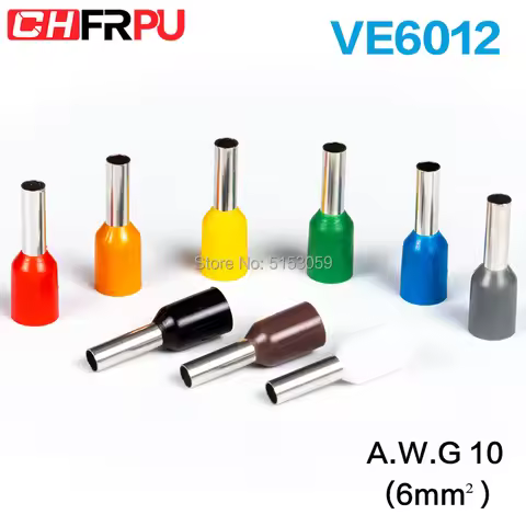 100pcs E6012 Insulated Ferrules Terminal Blocks Cord End Wire Connector Electrical Crimp Terminator 