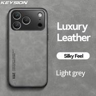 Keysion retro sang trọng PU Ốp da cho iPhone 17 Pro Max 2025 silicon mềm + PC điện thoại chống sốc Ố
