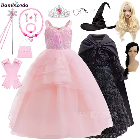 The--Wicked Glinda Elphaba Cosplay Costume Glinda Pink Princess Dress Costume For Girl Party Cosplay