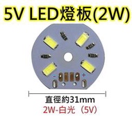 5V 2W白光 LED燈板【沛紜小鋪】LED USB燈燈板 LED球泡燈改裝DIY料件