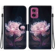 Ready to ship Crystal Texture Colored Drawing Leather Phone Case For Motorola Moto G55/Motorola Edge