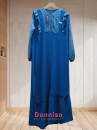 Geka Collection - Gamis DANNISA Dress Muslim Crinkle Airflo mix Brokat Malika