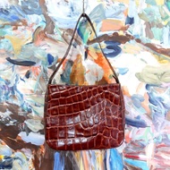 Jean Paul Gaultier 紅色鱷魚紋真皮手袋包包 JPG 高級二手古著