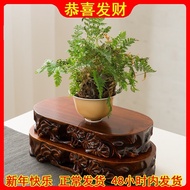 ST/💚Dug Solid Wood Base Buddha Statue KIRIN Jade Domestic Ornaments Wooden Flower Stand Rare Stone Crafts Tray KDPP