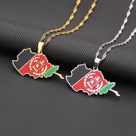 SONYA New Afghanistan Map Flag Pendant Necklaces Afghan Stainless Steel Ethnic Anniversary Jewelry f