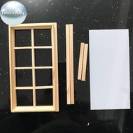 TimeHebay 1 Piece DIY Handmade Material 1:12 Wood Dollhouse 8-grid Window Unpainted Furniture Suppli