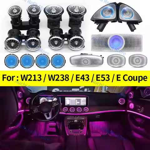 64 Colors LED Air Vents 3D Rotating Tweeter Speaker For Mercedes Benz W213 E-Class Coupe AMG E43 E53