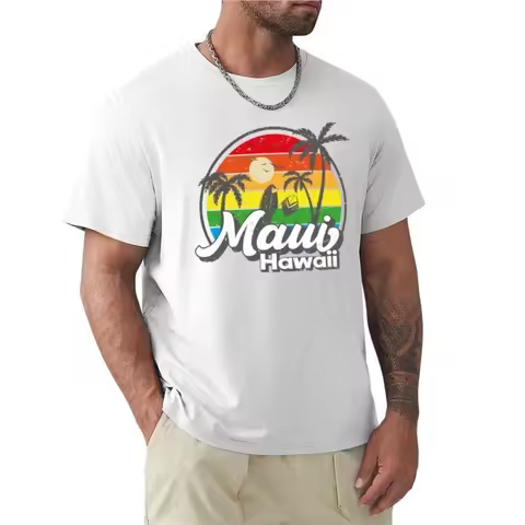 Vintage 80s Maui Hawaii T-Shirt boys whites customs korean fashion mens graphic t-shirts funny