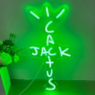 Cactus Jack Neon Sign Blue Words Neon Light Sign Wall Art Neon Light For Rap Talking West Coast Light Up Hanging Sign For bedroom Home Bar Pub Party Decor USB Sign