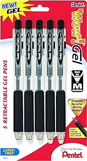 Pentel Wow! Gel Retractable Gel Pen, 0.7mm, Black Ink, 5 Pack (K437BP5A)