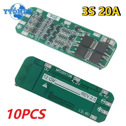 10PCS 3S 20A BMS 18650 Charger Module Li-ion Lithium Battery 18650 Charging PCB BMS Protection Board