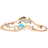 B. toys- Wood & Wheels Train Set- 47pc Wooden Train Set- Train Tracks & Accessories – Storage Bucket