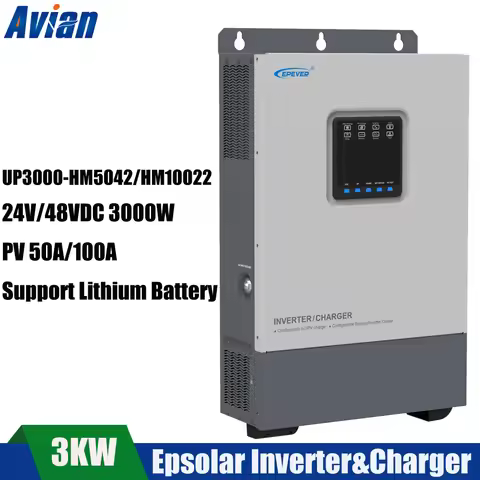 Epever 3KW Hybrid Solar Inverter 24V/48VDC Support Lithium Battery Built in 100A/50A MPPT Solar Cont