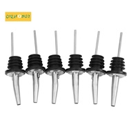 6Pcs Stainless Steel Spirit Wine Bottle Pourer Stopper Free Flow Liquor Cocktail