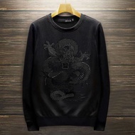 เสื้อฮู้ดปักลายมังกรชายปีมังกร หนา อบอุ่น เสื้อผ้าลำลอง ฤดูใบไม้ร่วง/ฤดูหนาว คอตั้ง ปกติ เสื้อผ้าผู้