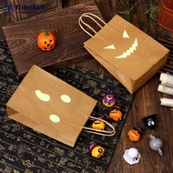 TME  Glow In The Dark Kraft Paper Gift Bags Smile Face Luminous Handbags Kids Trick Or Treat Candy G