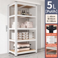Rak Besi Siku 5 Susun Rak Gudang Rak Dapur Rak Supermarket Rak Besi Serbaguna  120x40x180cm
