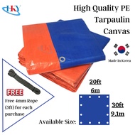 LKY 20'x30' / 6m x 9.1m Blue Orange PE Tarpaulin Canvas Flysheet Ground Sheet Waterproof Canopy Camping Kanvas Khemah