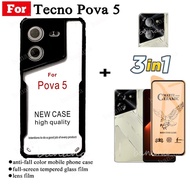 เคสโทรศัพท์กันกระแทกสำหรับ3in1ฟิล์มฝ้าเซรามิกสำหรับ Tecno Pova 5 Pova5 + ฟิล์มเลนส์กล้องถ่ายรูป