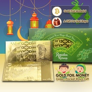 Selamat Hari Raya Aidil Fitri RM100 Malaysia Ringgit Gold Foil Money with Green Pocket Raya Gift Duit Raya Hadiah Raya