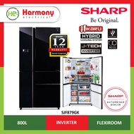 (FREE INSTALL KLANG VALLEY ONLY) SHARP SJF879GK 800L Multi Door Fridge Hikaru J-Tech Inverter Refrig