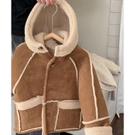 麂皮絨羊羔毛冬季兩面穿保暖外套