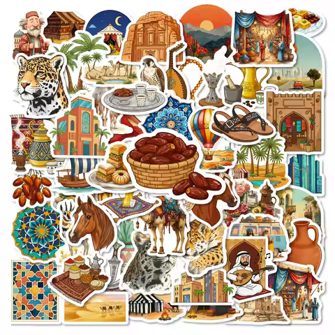 56PCS Arabic Desert Camel Building Elements Graffiti Stickers Student Stationery Notebook Phone Cart