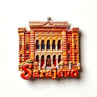 Bosnia and Herzegovina, Sarajevo, City Hall, 3 D Stereoscopic，Tourism Souvenirs，Resin Painting，Decor