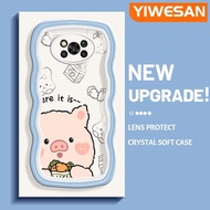 YIWESAN เคสสำหรับ Xiaomi X3 POCO X3 NFC Poco X3 Pro Poco X3 GT Poco X4 NFC เคสการ์ตูนหมูและกระต่ายที่มีสีสันน่ารักขอบครีมคลื่นเคสมือถือกันกระแทกแบบใสนิ่มเคสโปร่งใสลายกล้องถ่ายรูปสร้างสรรค์เรียบง่ายฝาครอบป้องกันซิลิโคน