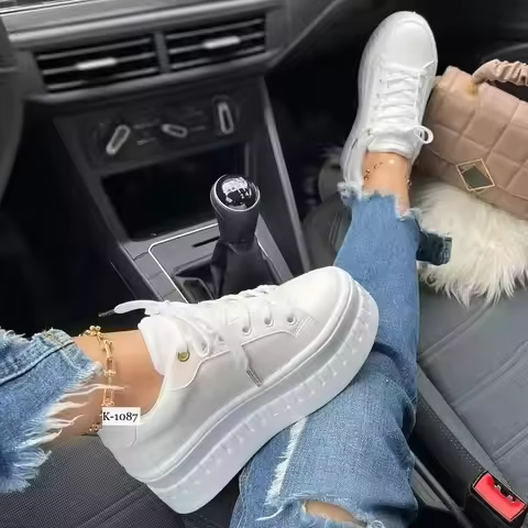 Platform White Shoes Woman Sneakers Fashion Ladies Trainers Baskets Femme Casual Chunky Sneakers Wom