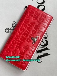 (最後1個) 折扣貨 Vivienne Westwood COAST Long Wallet 1032 紅色 牛皮英文字壓紋長款銀包 (保証正貨及全新) 沒有包裝盒