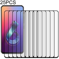 全城熱賣 - 適用於 ASUS Zenfone 6 ZS630KL 25 PCS 絲印二強 全屏鋼化玻璃膜（黑色）