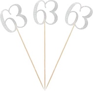 Silver Glitter 63rd Birthday Centerpiece Sticks, 12-Pack Number 63 Table Topper Anniversary Party De